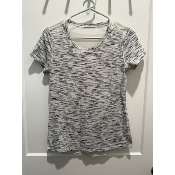 Lululemon Beat The Heat Short Sleeve Tiger Space Dye Black White Womens Size 8 - Picture 2 of 5